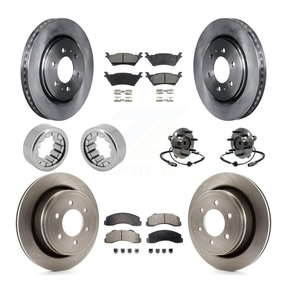 Front Rear Hub Bearing Brake Rotor & Pad Shoe Kit (10Pc) For Ford F-150 With 6 Lug Wheels KBB-109338