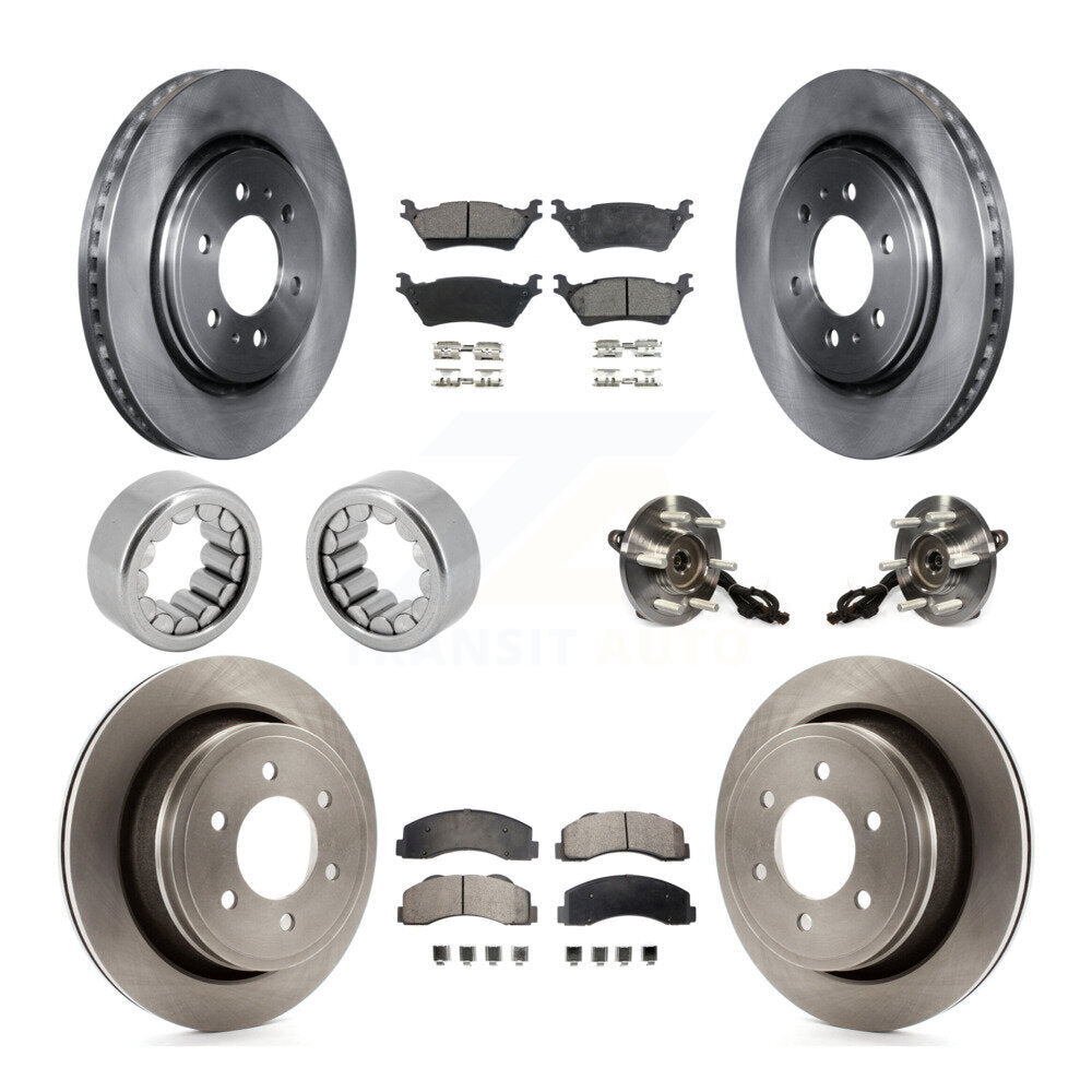 Front Rear Hub Bearing Assembly Disc Brake Rotors And Pads Shoe Kit (10Pc) For Ford F-150 KBB-109346