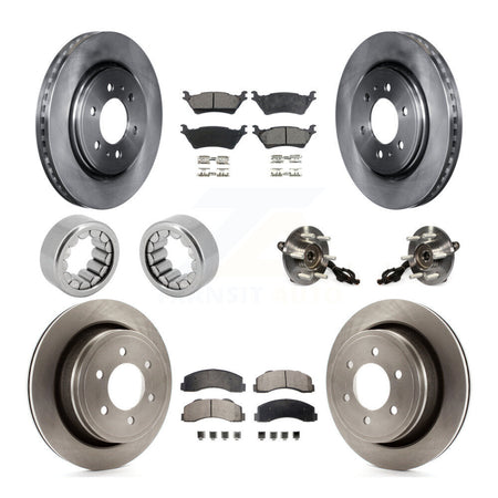 Front Rear Hub Bearing Assembly Disc Brake Rotors And Pads Shoe Kit (10Pc) For Ford F-150 KBB-109346
