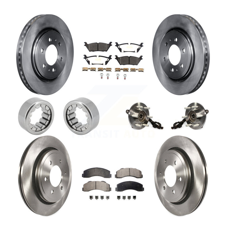 Front Rear Hub Bearing Assembly Disc Brake Rotors And Pads Shoe Kit (10Pc) For Ford F-150 KBB-109347