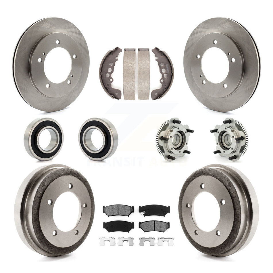 Front Rear Hub Bearings Assembly Disc Brake Rotors And Semi-Metallic Pads Shoes Kit (10Pc) For 2001-2004 Chevrolet Tracker Suzuki Vitara Non-ABS KBB-109352