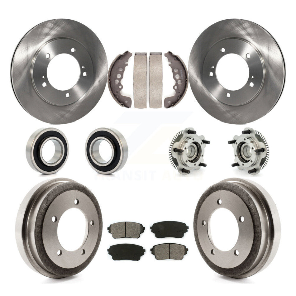 Front Rear Hub Bearings Assembly Disc Brake Rotors And Semi-Metallic Pads Shoes Kit (10Pc) For 2004 Suzuki Grand Vitara Non-ABS From Chassis VIN #44103257 KBB-109353