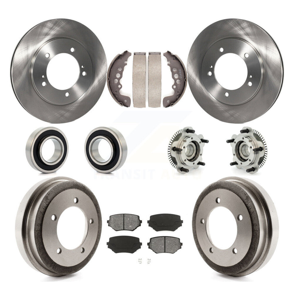 Front Rear Hub Bearings Assembly Disc Brake Rotors And Semi-Metallic Pads Shoes Kit (10Pc) For Suzuki Grand Vitara KBB-109354