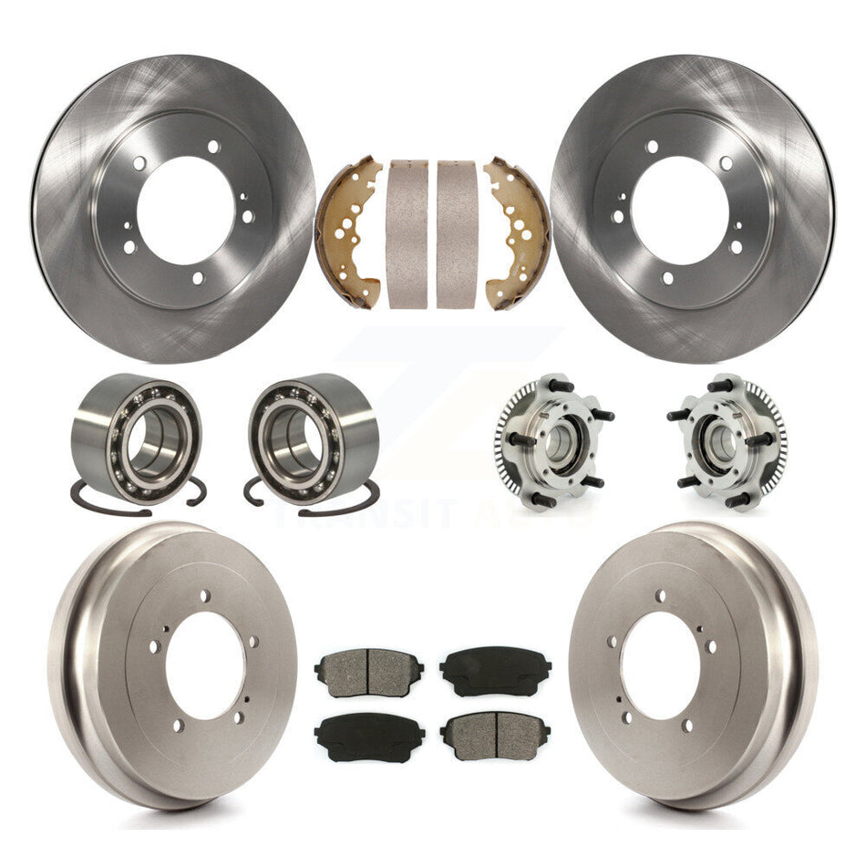 Front Rear Hub Bearings Assembly Disc Brake Rotors And Semi-Metallic Pads Shoes Kit (10Pc) For Suzuki XL-7 KBB-109356