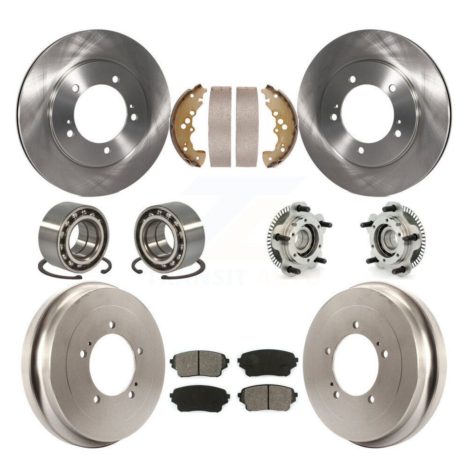Front Rear Hub Bearings Assembly Disc Brake Rotors And Semi-Metallic Pads Shoes Kit (10Pc) For Suzuki XL-7 KBB-109356