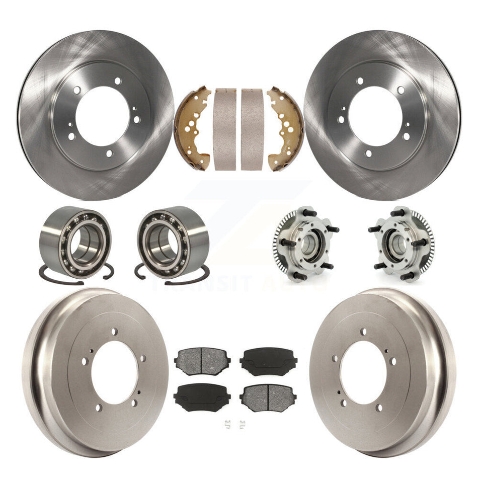 Front Rear Hub Bearings Assembly Disc Brake Rotors And Semi-Metallic Pads Shoes Kit (10Pc) For Suzuki XL-7 Grand Vitara KBB-109357