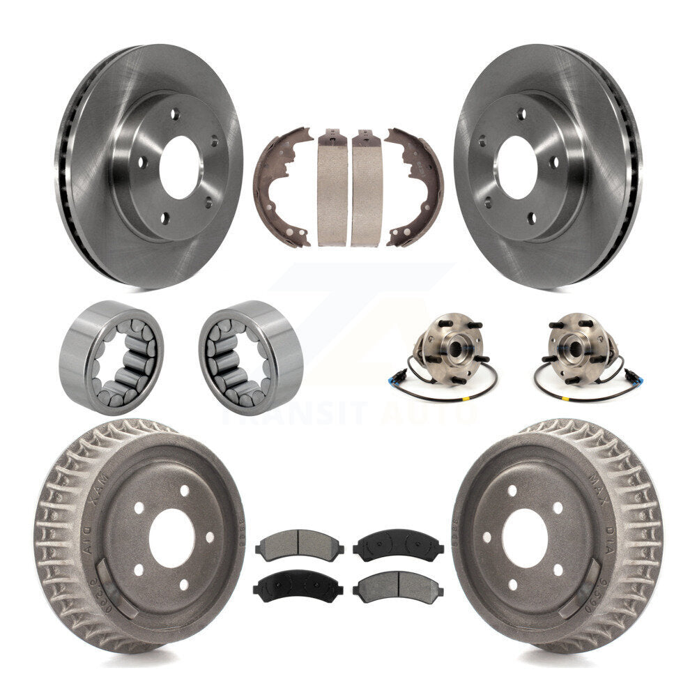 Front Rear Hub Bearing Brake Rotor & Pads Shoe Kit (10Pc) For 1998-2003 Chevrolet S10 4WD KBB-109360