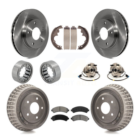Front Rear Hub Bearing Brake Rotor & Pads Shoe Kit (10Pc) For 1998-2003 Chevrolet S10 4WD KBB-109360