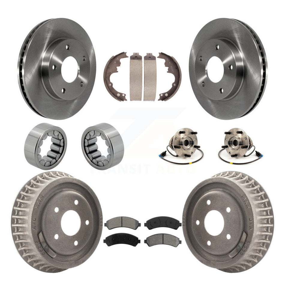 Front Rear Hub Bearing Brake Rotor & Pads Shoe Kit (10Pc) For 1998-2003 Chevrolet S10 4WD KBB-109360