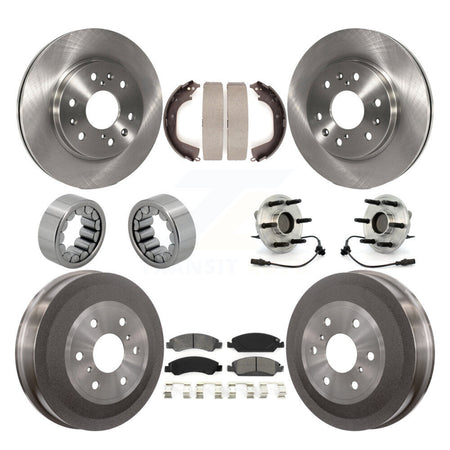 Front Rear Hub Bearing Brake Rotor Pads Shoe Kit (10Pc) For GMC Sierra 1500 Chevrolet RWD KBB-109374