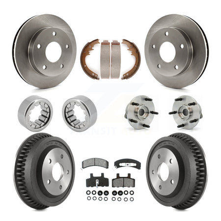 Front Rear Hub Bearings Disc Brake Rotors And Pads Shoes Kit (10Pc) For Dodge Ram 1500 KBB-109417