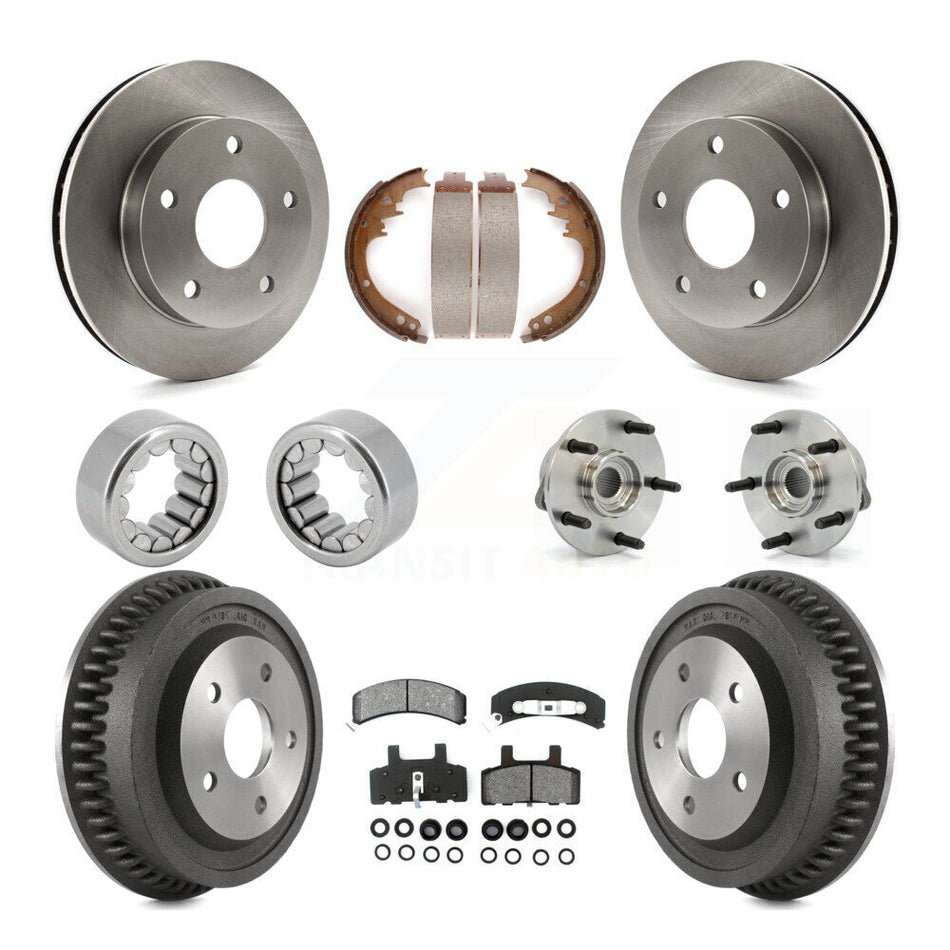 Front Rear Hub Bearings Disc Brake Rotors And Pads Shoes Kit (10Pc) For Dodge Ram 1500 KBB-109417