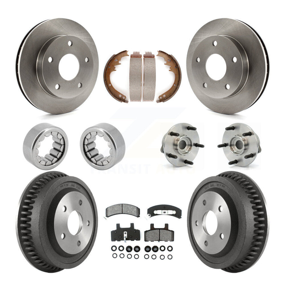 Front Rear Hub Bearings Disc Brake Rotors And Pads Shoes Kit (10Pc) For Dodge Ram 1500 KBB-109417