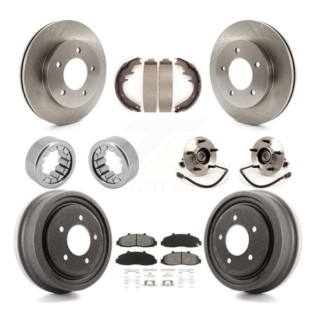 Front Rear Hub Bearing Assembly Disc Brake Rotors And Pads Shoe Kit (10Pc) For Ford F-150 KBB-109418