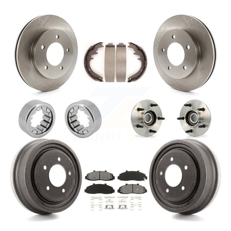 Front Rear Hub Bearing Assembly Disc Brake Rotors And Pads Shoe Kit (10Pc) For Ford F-150 KBB-109420
