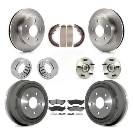Front Rear Hub Bearings Disc Brake Rotors And Pads Shoes Kit (10Pc) For Dodge Ram 1500 KBB-109425