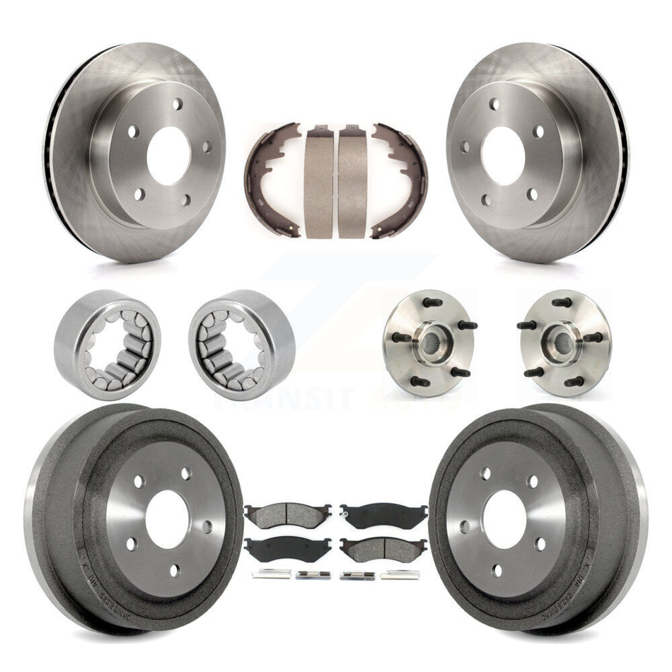 Front Rear Hub Bearings Disc Brake Rotors And Pads Shoes Kit (10Pc) For Dodge Ram 1500 KBB-109425
