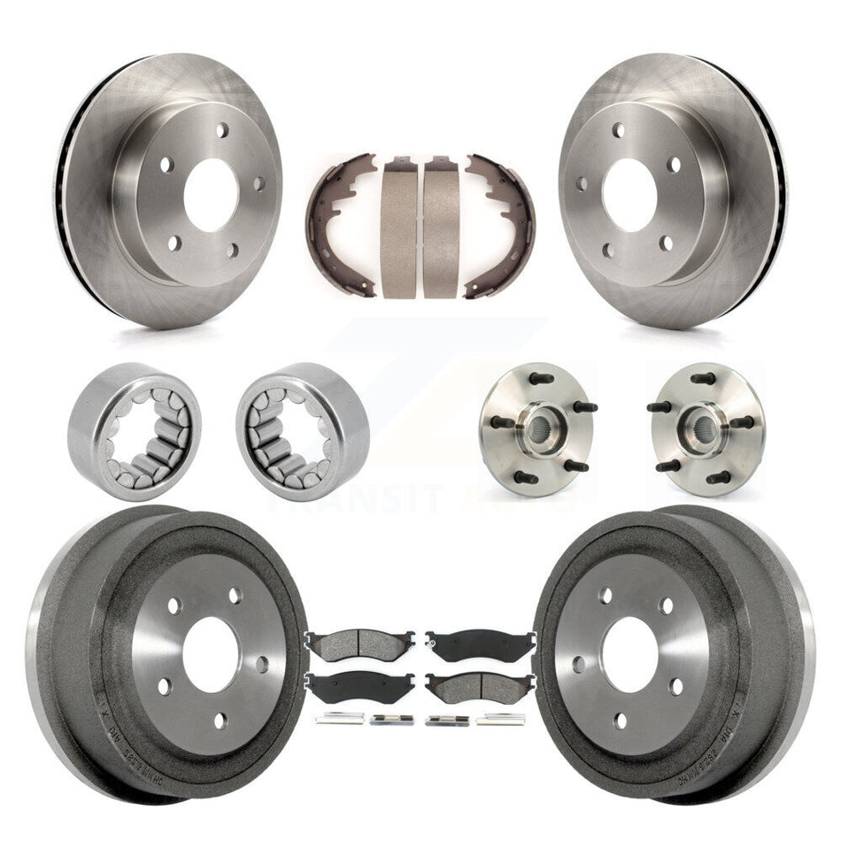 Front Rear Hub Bearings Disc Brake Rotors And Pads Shoes Kit (10Pc) For Dodge Ram 1500 KBB-109425