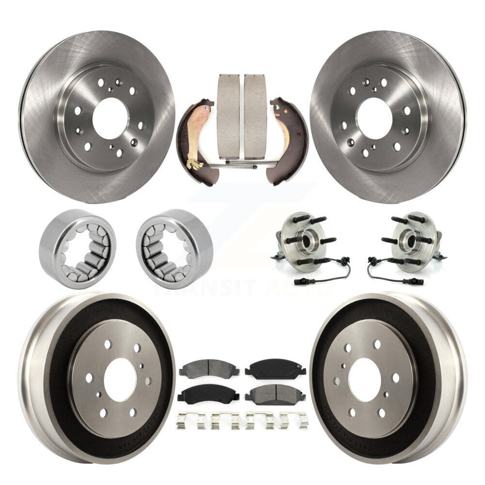 Front Rear Hub Bearing Brake Rotor & Pad Shoe Kit (10Pc) For Chevrolet Silverado 1500 GMC KBB-109432