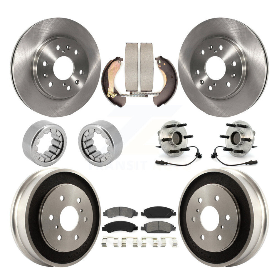 Front Rear Hub Bearing Brake Rotor & Pad Shoe Kit (10Pc) For Chevrolet Silverado 1500 GMC KBB-109434