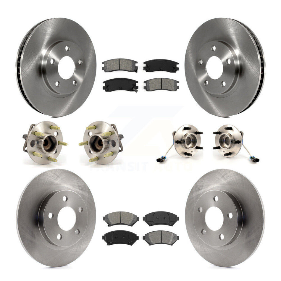 Front Rear Hub Bearings Assembly Disc Brake Rotors And Semi-Metallic Pads Kit (10Pc) For 2003-2004 Buick Park Avenue Ultra KBB-109454