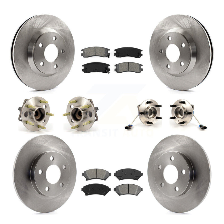 Front Rear Hub Bearings Assembly Disc Brake Rotors And Semi-Metallic Pads Kit (10Pc) For 2005 Buick Park Avenue Ultra KBB-109461