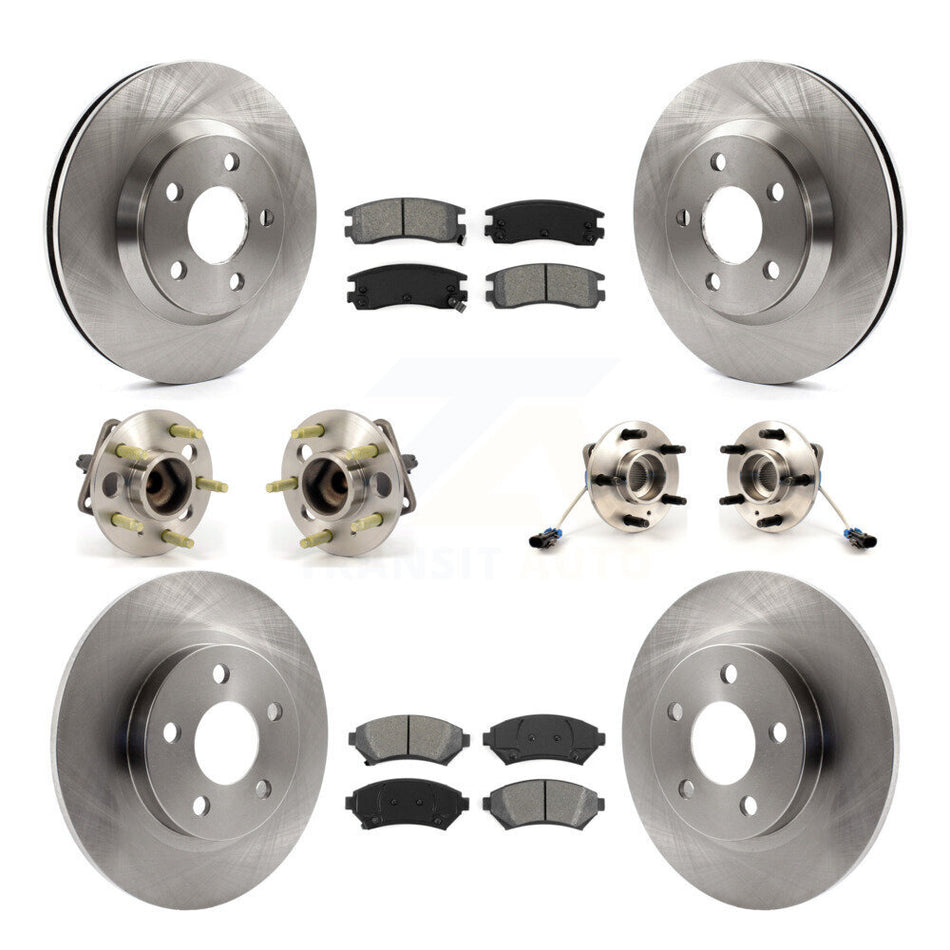 Front Rear Hub Bearings Assembly Disc Brake Rotors And Semi-Metallic Pads Kit (10Pc) For 2005 Buick Park Avenue Ultra KBB-109461