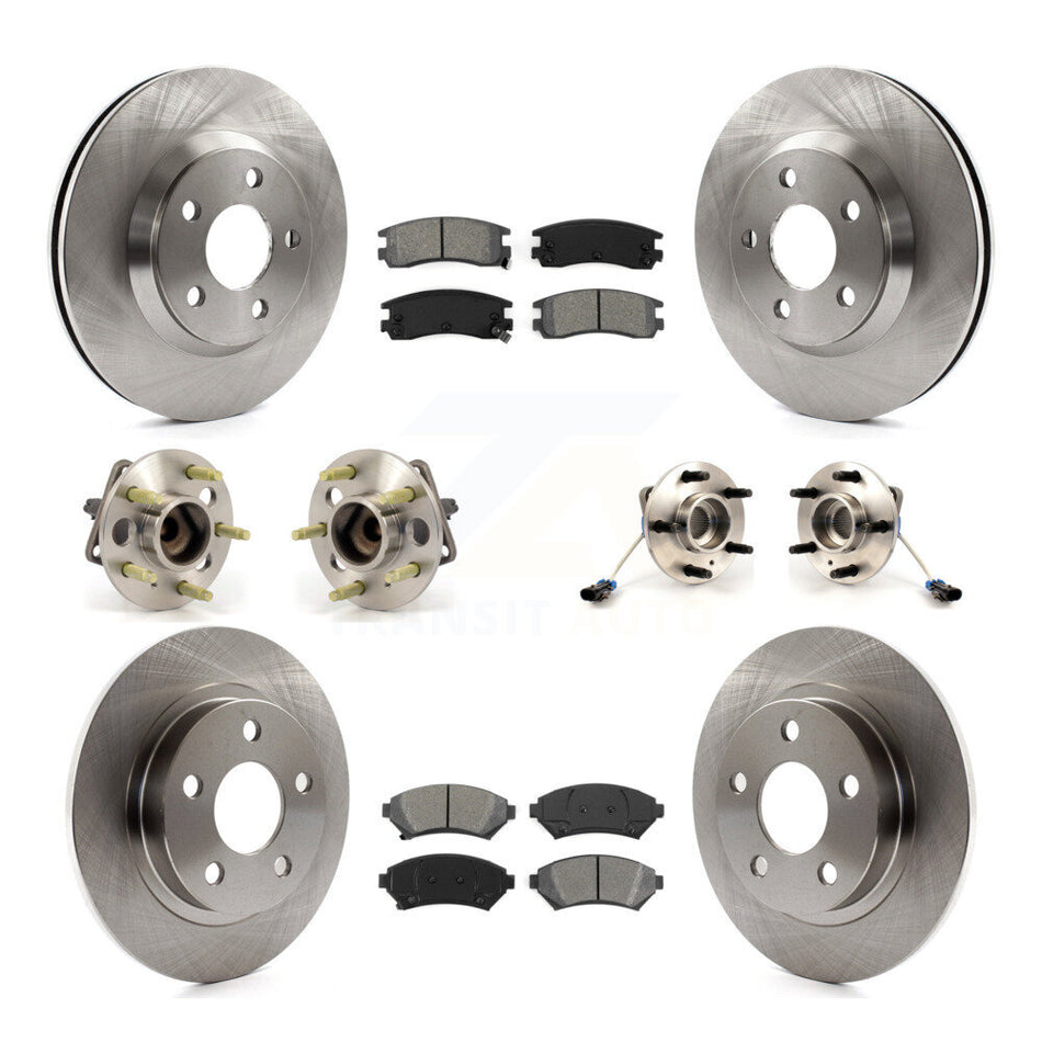 Front Rear Hub Bearings Assembly Disc Brake Rotors And Semi-Metallic Pads Kit (10Pc) For 2005-2005 Buick LeSabre Pontiac Bonneville Park Avenue KBB-109462