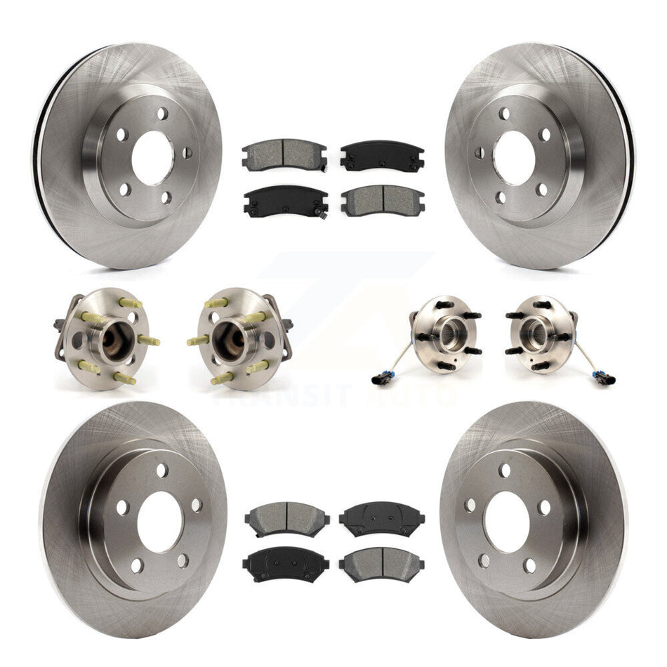 Front Rear Hub Bearings Assembly Disc Brake Rotors And Semi-Metallic Pads Kit (10Pc) For 2005-2005 Buick LeSabre Pontiac Bonneville Park Avenue KBB-109462
