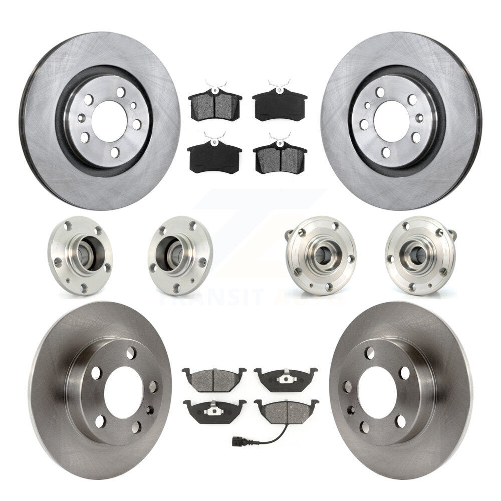 Front Rear Hub Bearing Brake Rotor And Pad Kit (10Pc) For 2007-2009 Volkswagen Jetta City KBB-109464
