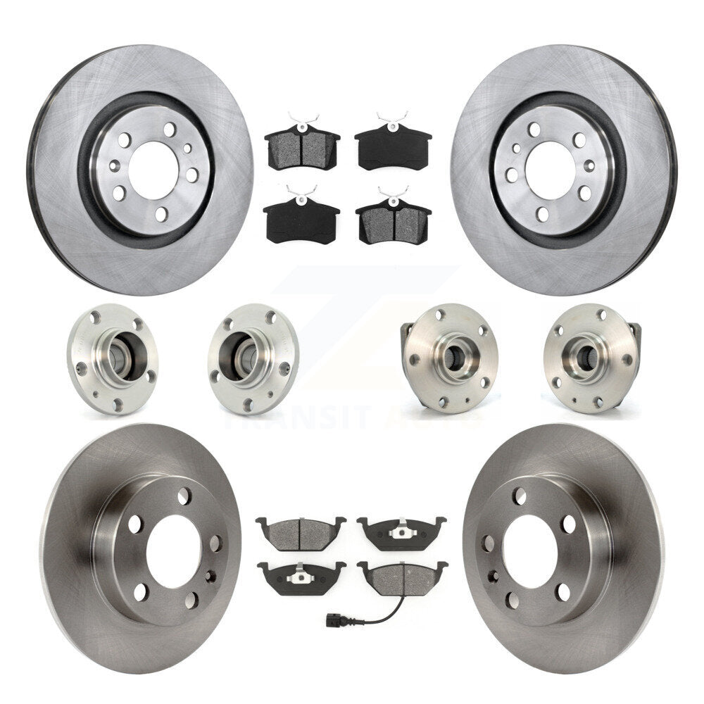 Front Rear Hub Bearings Disc Brake Rotors And Pads Kit (10Pc) For Volkswagen Golf City KBB-109465