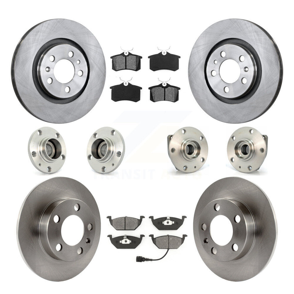 Front Rear Hub Bearings Disc Brake Rotors And Pads Kit (10Pc) For Volkswagen Golf City KBB-109465