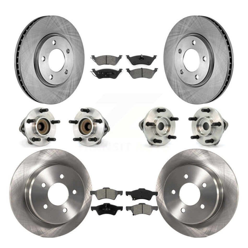Front Rear Hub Bearings Assembly Disc Brake Rotors And Semi-Metallic Pads Kit (10Pc) For Dodge Grand Caravan Chrysler Town & Country KBB-109484