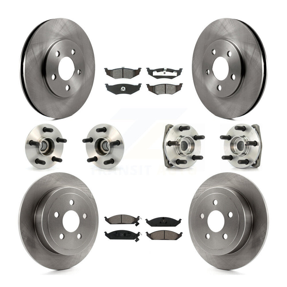 Front Rear Hub Bearings Assembly Disc Brake Rotors And Semi-Metallic Pads Kit (10Pc) For Chrysler Sebring Cirrus Dodge Stratus Plymouth Breeze KBB-109495