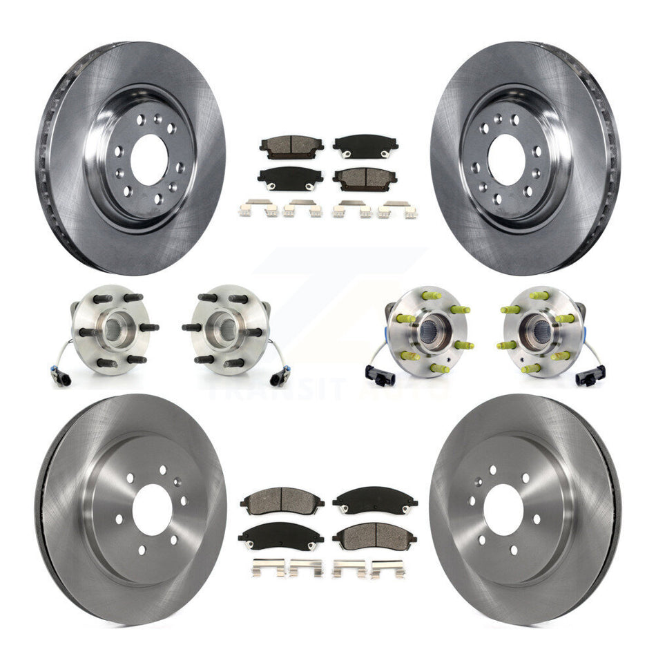 Front Rear Hub Bearings Assembly Disc Brake Rotors And Semi-Metallic Pads Kit (10Pc) For Cadillac SRX AWD KBB-109512