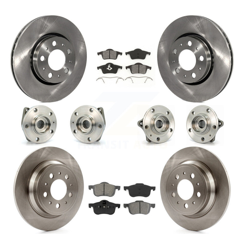 Front Rear Hub Bearings Assembly Disc Brake Rotors And Semi-Metallic Pads Kit (10Pc) For Volvo S60 XC70 V70 S80 KBB-109520