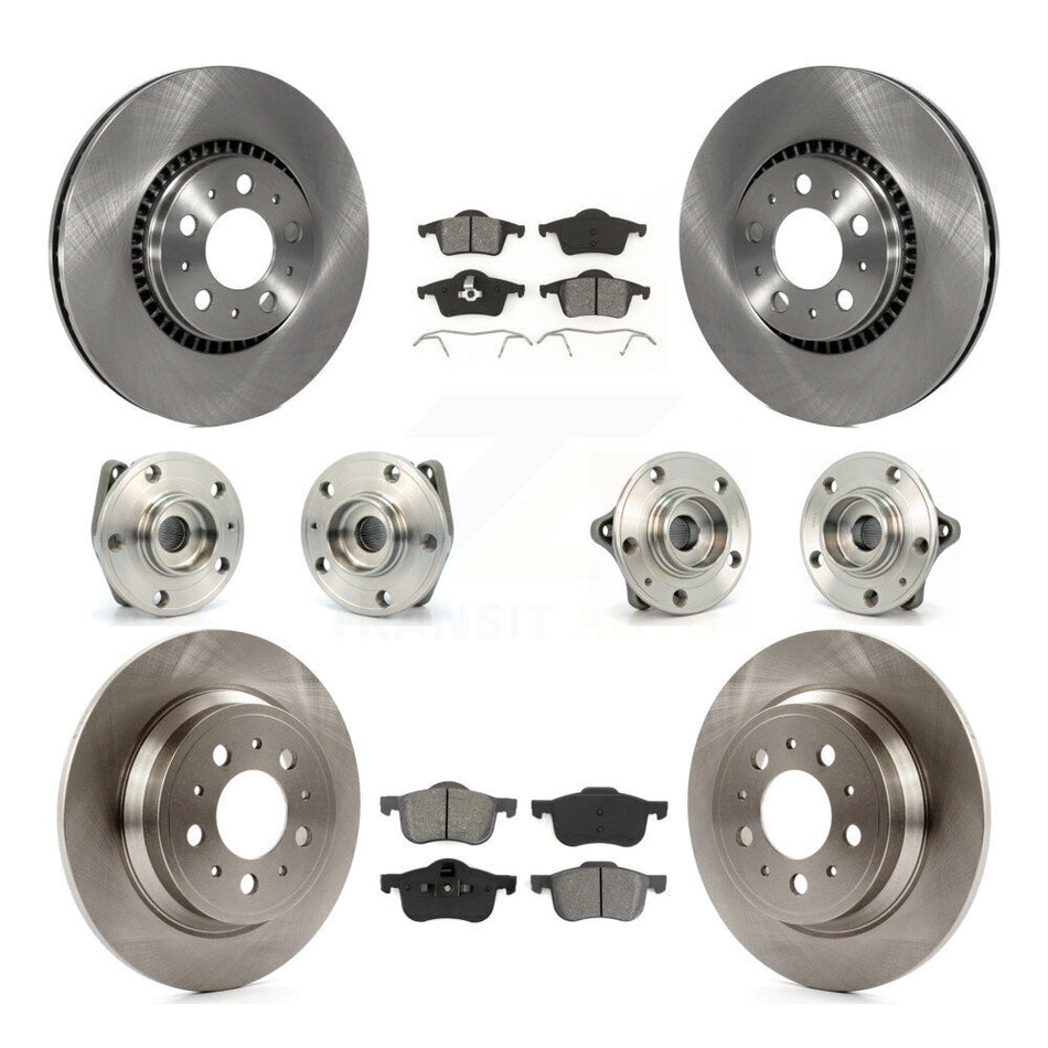 Front Rear Hub Bearings Assembly Disc Brake Rotors And Semi-Metallic Pads Kit (10Pc) For Volvo S60 XC70 V70 S80 KBB-109521