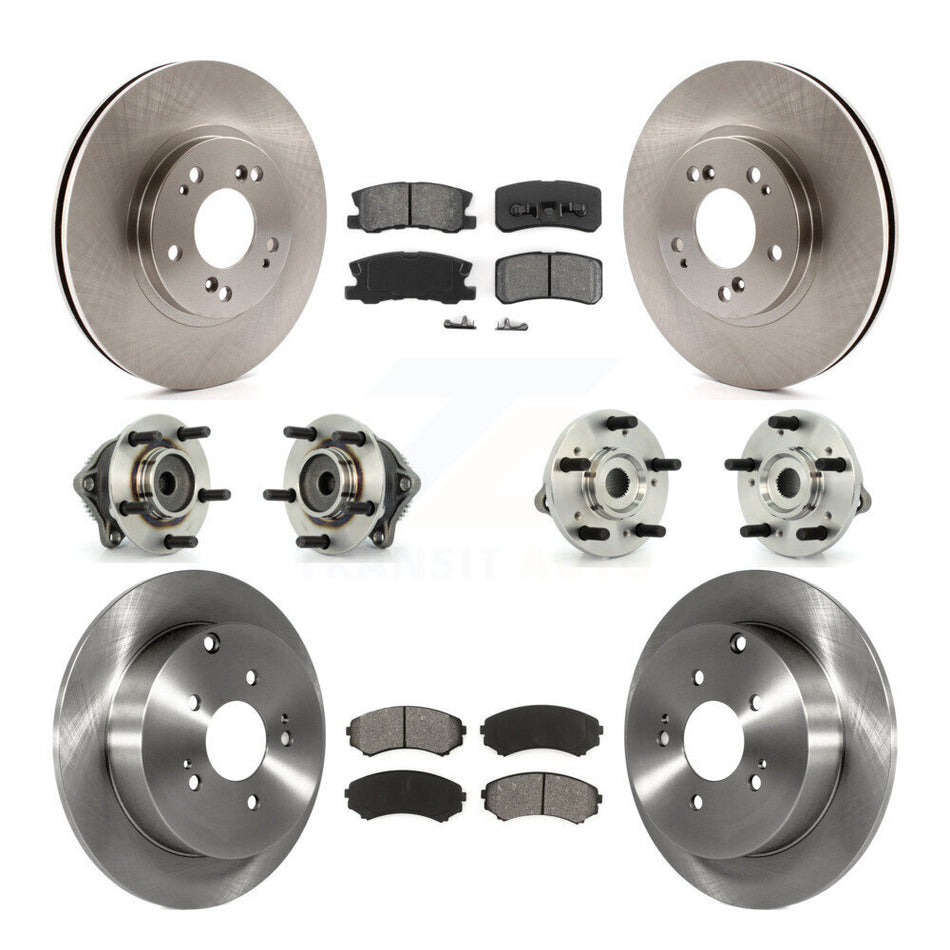 Front Rear Hub Bearings Assembly Disc Brake Rotors And Semi-Metallic Pads Kit (10Pc) For Mitsubishi Endeavor FWD KBB-109536