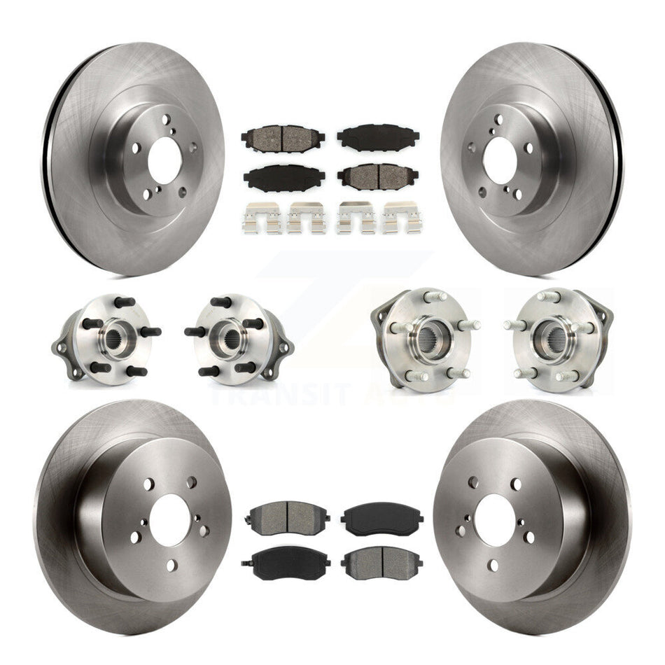 Front Rear Hub Bearings Assembly Disc Brake Rotors And Semi-Metallic Pads Kit (10Pc) For 2005-2005 Subaru Outback Legacy KBB-109541