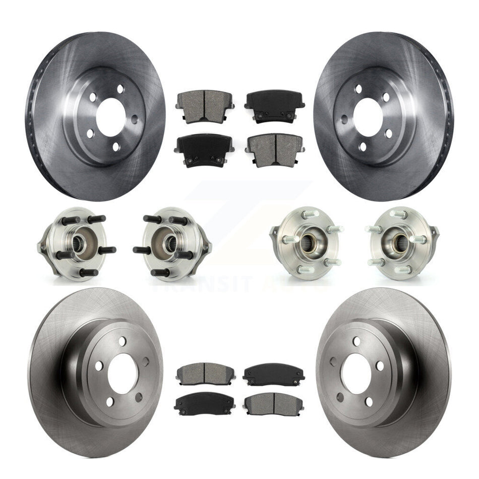 Front Rear Hub Bearings Assembly Disc Brake Rotors And Semi-Metallic Pads Kit (10Pc) For Dodge Charger Magnum AWD with 2.7L KBB-109550