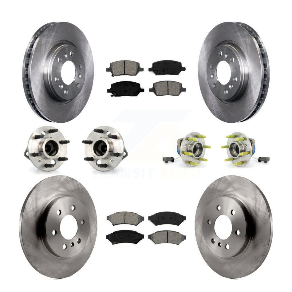 Front Rear Hub Bearing Assembly Disc Brake Rotor And Semi-Metallic Pads Kit (10Pc) For Chevrolet Uplander Pontiac Montana Buick Terraza Saturn Relay 4 Hole Rectangular Flange KBB-109561