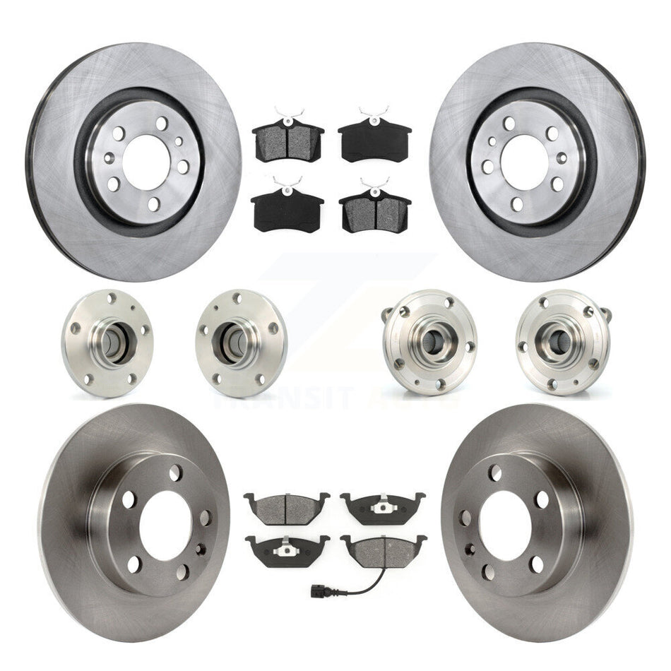 Front Rear Hub Bearing Assembly Disc Brake Rotor And Semi-Metallic Pad Kit (10Pc) For 2006 Volkswagen Jetta 7th 8th Digit Of VIN Is "9M" Or "1J" With 280mm Diameter KBB-109568