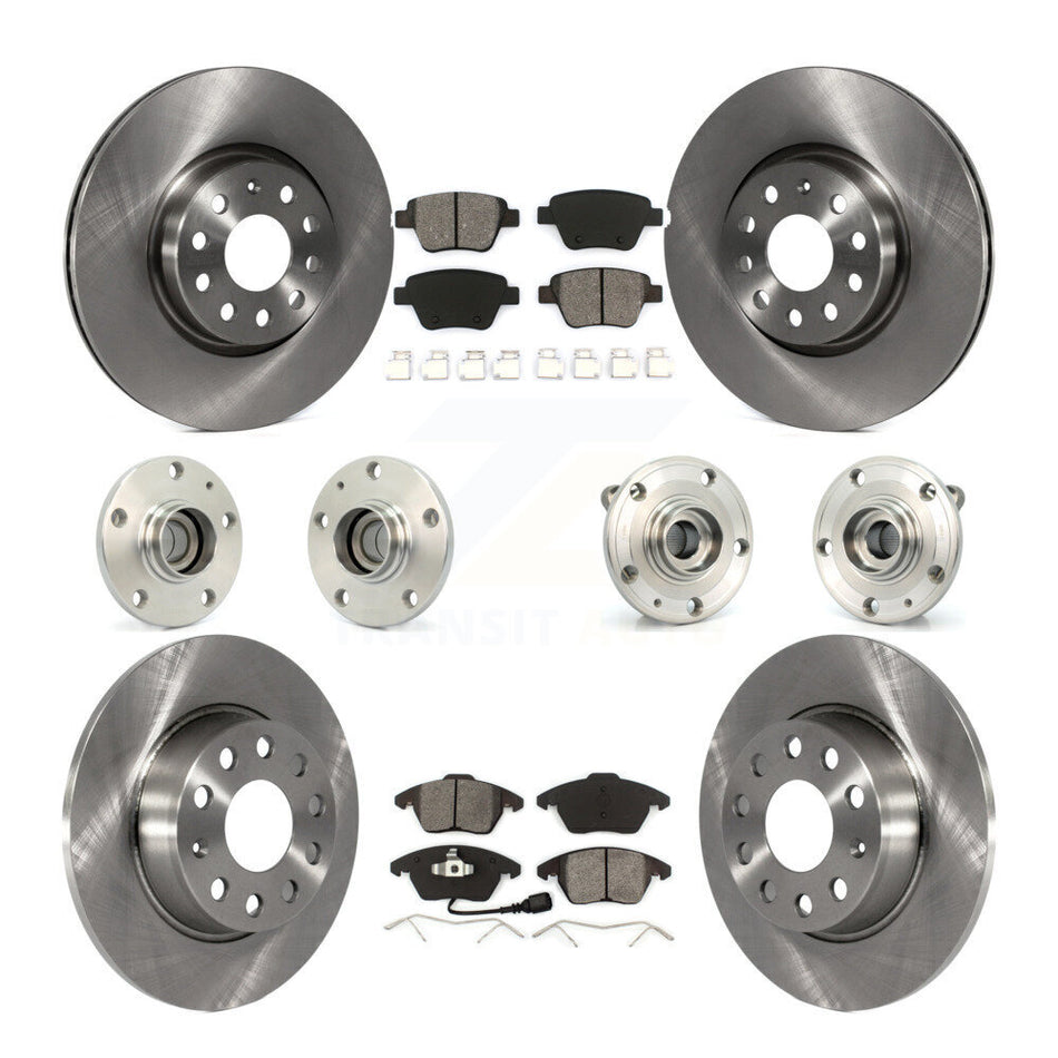 Front Rear Hub Bearings Assembly Disc Brake Rotors And Semi-Metallic Pads Kit (10Pc) For Volkswagen Beetle GTI KBB-109573