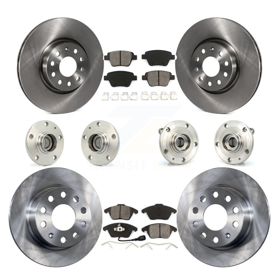 Front Rear Hub Bearing Brake Rotor And Pad Kit (10Pc) For 2017-2018 Volkswagen Jetta 2.0L KBB-109574