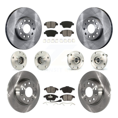 Front Rear Hub Bearing Assembly Disc Brake Rotor And Pad Kit (10Pc) For Volkswagen Beetle KBB-109580