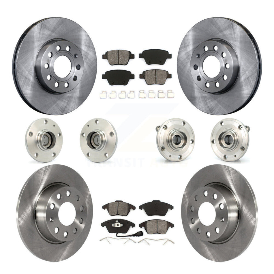 Front Rear Hub Bearing Assembly Disc Brake Rotor And Pad Kit (10Pc) For Volkswagen Beetle KBB-109580