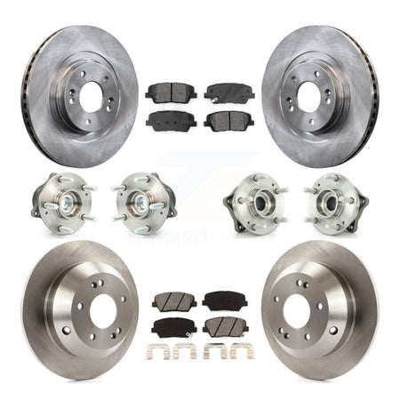 Front Rear Hub Bearing Disc Brake Rotor And Pads Kit (10Pc) For 2014-2015 Kia Sorento FWD KBB-109591