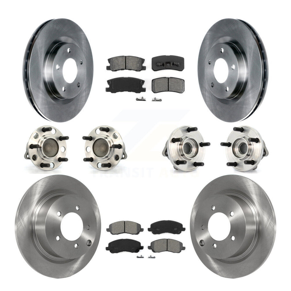 Front Rear Hub Bearings Assembly Disc Brake Rotors And Semi-Metallic Pads Kit (10Pc) For Chrysler Dodge Avenger Sebring 200 With 302mm Diameter Rotor KBB-109600