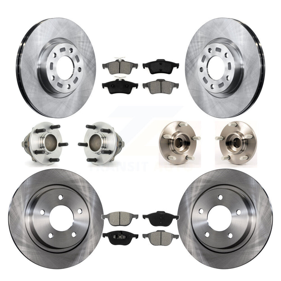 Front Rear Hub Bearings Assembly Disc Brake Rotors And Semi-Metallic Pads Kit (10Pc) For Mazda 3 2.3L with 4-Wheel ABS KBB-109618