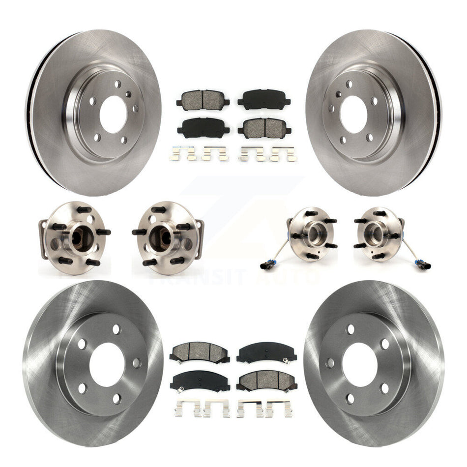 Front Rear Hub Bearings Assembly Disc Brake Rotors And Semi-Metallic Pads Kit (10Pc) For Chevrolet Impala Limited KBB-109625